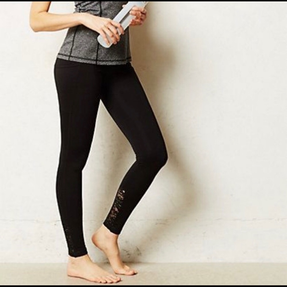 Anthropologie Pure + Good Black Lace Leggings